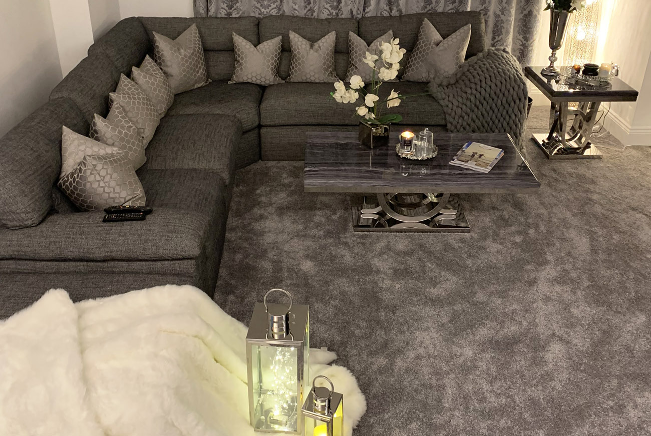 Luxury plush grey carpets